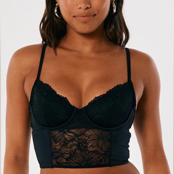 PacSun Tops - Nwt Pacsun black satin lace bustier bra top